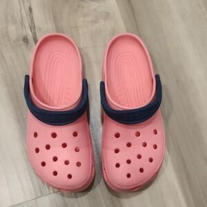 CROCS Pink with Navy Strap